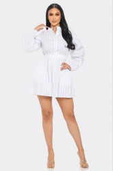Long Sleeve Striped Casual Shirt Mini Dress SALE